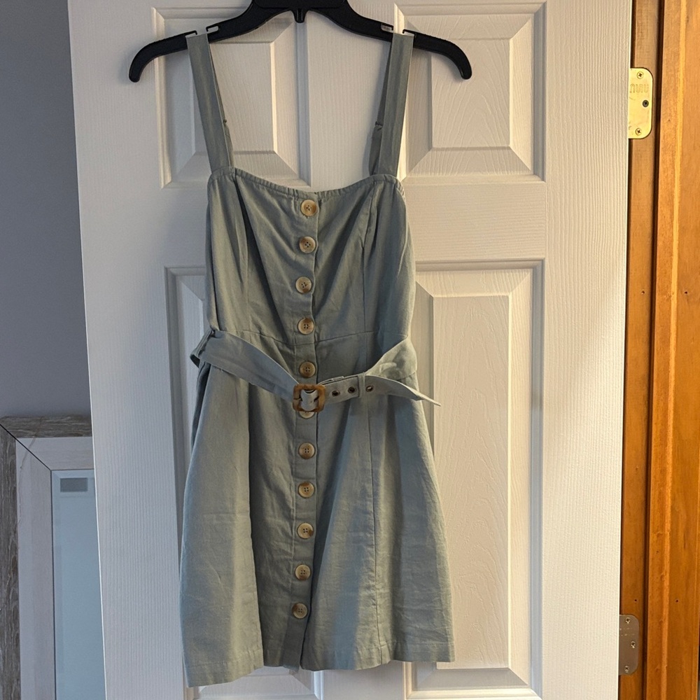 Sky and Sparrow Light Blue Mini Dress with Belt